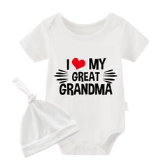 YSCULBUTOL Baby Twins Bodysuit I Love My Great Grandma Long Sleeve Body Baby Boy Girl Romper Jumpsuit Clothes(white hayi great grandma 9m)