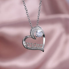 MOM Heart-Shaped Zirconia Necklace