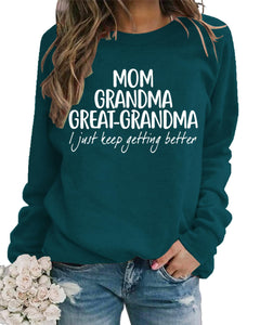 ZUNQKG Womens Grandma Sweatshirt Fleece Lined Crewneck Long Sleeve Inspirational Great Grandma Shirts Teal Blue S