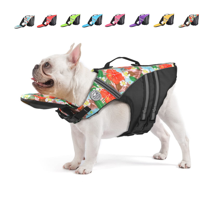 Mklhgty Dog Life Jacket Reflective Dog Life Vest with Removable Neck Float High Buoyancy for Swimming and Boating Ripstop Pet Safety Swimsuit Rescue Handle for Small Medium Large Dogs