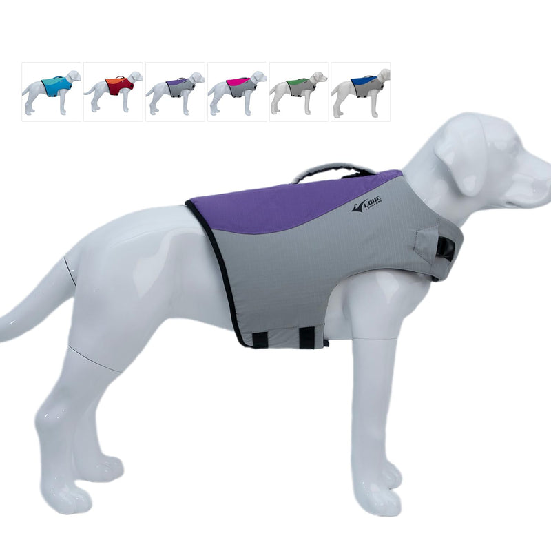 Dog Life Jacket Sport Style Dog Float Coat with Excellent Buoyancy Stylish Dog Swimming Safety Vest with Rescue Handle for Small Medium Large Dogs Purple M