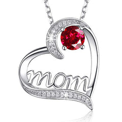 MOM Heart-Shaped Zirconia Necklace