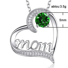 MOM Heart-Shaped Zirconia Necklace