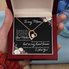To My Mom, I Love You Forever Love Necklace