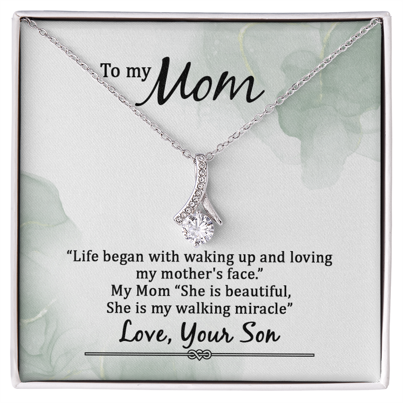 To My Mom, Love Your Son Alluring Beauty Necklace