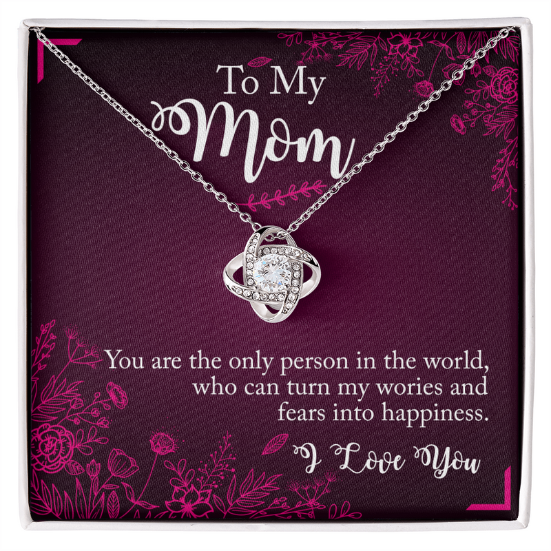 To My Mom, I Love You Love Knot Necklace