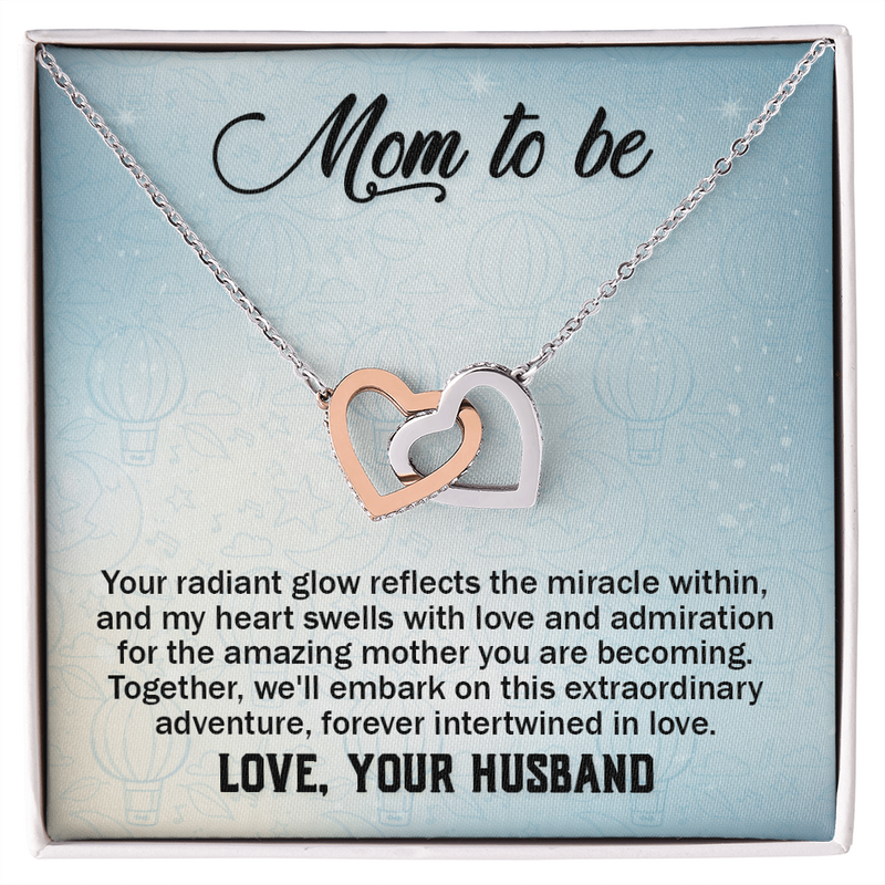 Mom To Be, Love Your Husband Interlocking Hearts Necklace