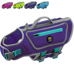 Sheripet Dog Swimming Vest with D-Ring Lightweight Dog Life Vests for Boating Reflective Dog Lifejackets Swimsuit Neoprene Pet Life Jacket with Rescue Handle for Small Medium Dogs (Purple S)
