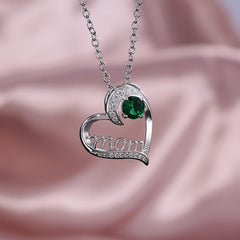 MOM Heart-Shaped Zirconia Necklace