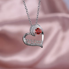 MOM Heart-Shaped Zirconia Necklace